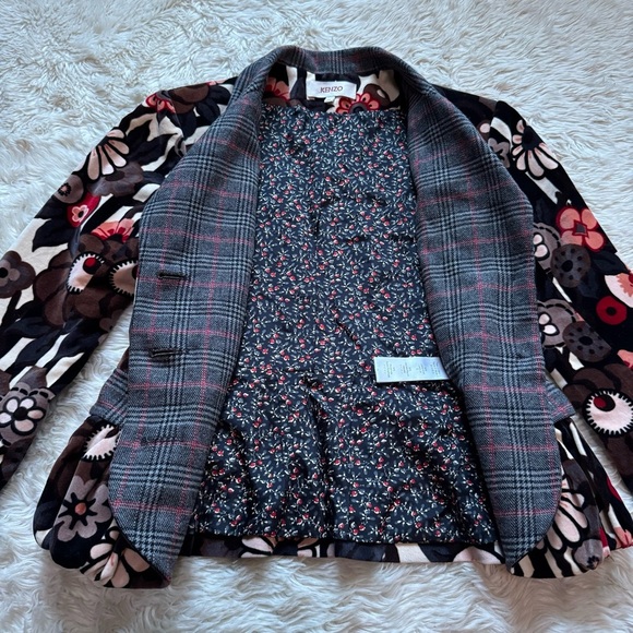 Kenzo Mixed Media Velvet Blazer - Size 2 - Picture 3 of 9
